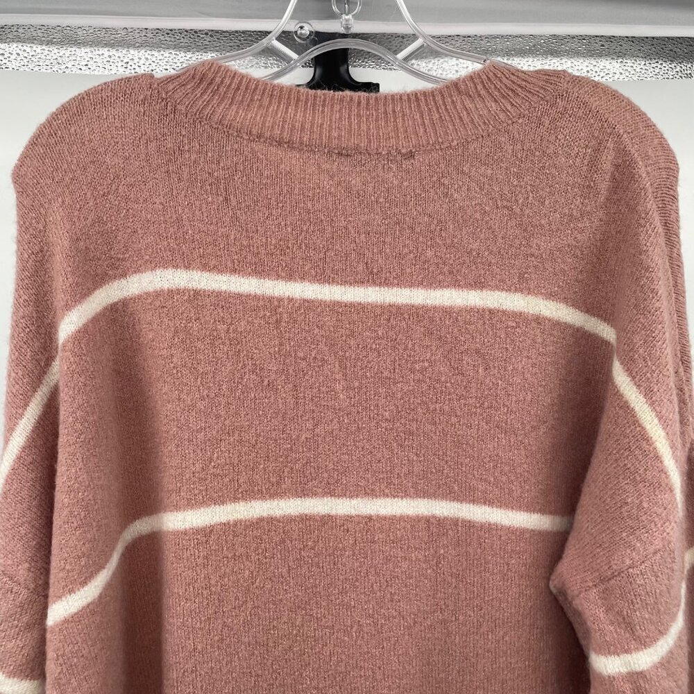 Doe & Rae Women's Striped Pullover Sweater Pink/White Size Large - Picture 6 of 9